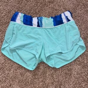 turquoise lululemon shorts